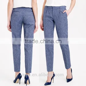 Oem Clothes Factory Pleated Sky Dyed Formal Style Custom Ladies Office Trousers thumbnail-1