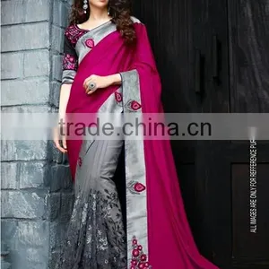Designer Velvet Blouse and Red and Black Color Womaniya Designer Sarees Collections thumbnail-2