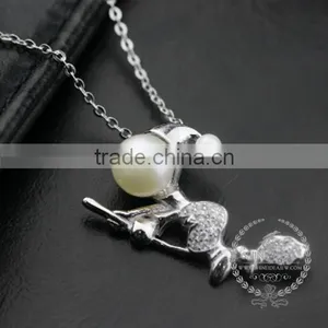 925 Sterling Silver Santa Claus Pearl Creative Pendant Necklace Fashion Women Necklace Jewelry 6360464 thumbnail-1