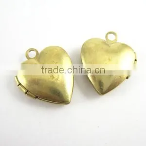 12mm Raw Brass Tiny Heart Shape Photo Locket Pendant Charm DIY Supplies 1130004 thumbnail-1