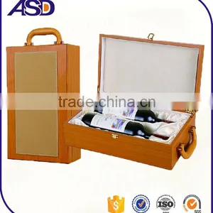 Customize Cylinder Wooden Wine Gifts Box Packaging With Handle Wine Carrier Wholesale thumbnail-1