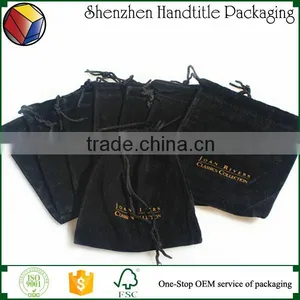 Screen Printing Velvet Pouch Logo Jewelry Pouch With Logo Gold Foil Stamping thumbnail-3