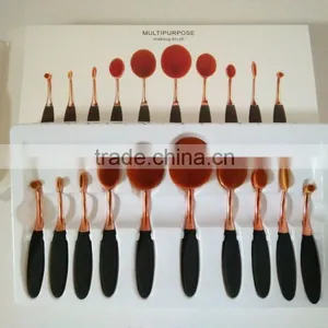 2016 Hot Sale Makeup Brushes 10 Pcs Toothbrush Style Makeup Brush Set Rose Gold Oval Cosmetic Makeup Set thumbnail-1