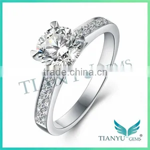 925 Sliver Finger Ring Lady's 1 Carat Moissaniet Ring Wedding Ring Gems Jewelry thumbnail-1