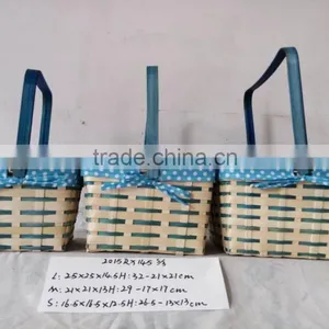 Easter/Spring Bamboo Basket Lined With Colorful Cloth thumbnail-1