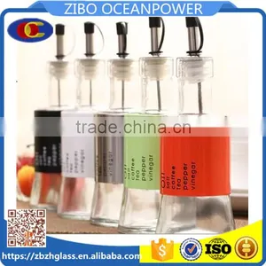 Glass Oil Vinegar Bottle With Metal Coat Pourer 5 Colors thumbnail-1