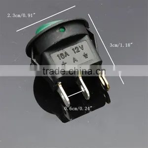 Green Neon 3 Pin 4.8mm Terminals 12V 16A Universal LED Illuminated Car Button Lights ON/OFF Round Rocker Switch Dash Boat Van thumbnail-6