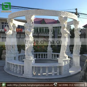 Hand Carved Outdoor Garden Yellow Marble Gazebo For The College thumbnail-1