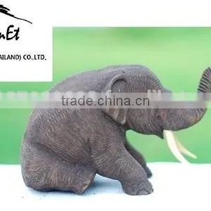 Wood Carved Elephant From Thailand thumbnail-1