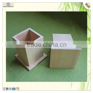 Fashion Office Desk Storaging Decorating Paulownia Wooden Pen Holder thumbnail-4