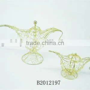 NEW DESIGN!!!Gold Handmade Wire Art Teapot for Home Decor thumbnail-1