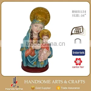 12"polyresin Catholic Figurine Religious Madonna and Child Statue thumbnail-3