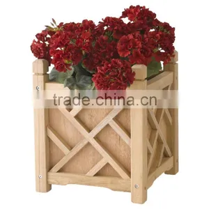 Indoor Outdoor Flower Box Natural Real Wood Square Planter Box Lawn Garden Decor thumbnail-4