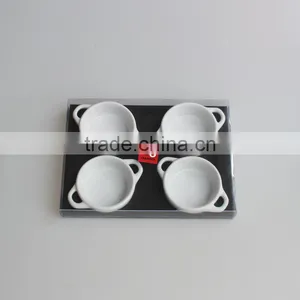 4pcs White Color Round Mini Ceramic Tapas Set thumbnail-1