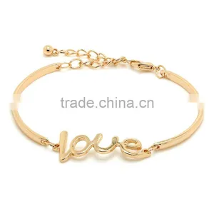 Gold Love Letter Bangle Custom Logo Phrase Message Bangle thumbnail-1