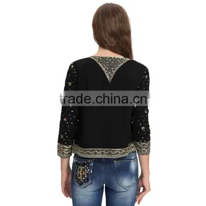 Woman New Fashion Clothing Manufacturer Sequin Beaded Kurti With Jacket Designs thumbnail-5