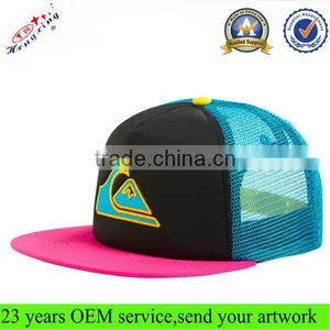 5 Panel Flat Brim Foam Embroidery Custom Mesh Snapback Hats thumbnail-1
