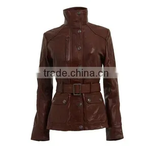 2014 Hot Selling All Types of Casual Cheap PU Woman Leather Jacket thumbnail-4