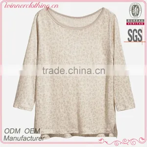Hot Sell Lovely Boat Neck 3/4 Sleeve Custom Print t Shirts Manufacturers in China thumbnail-1