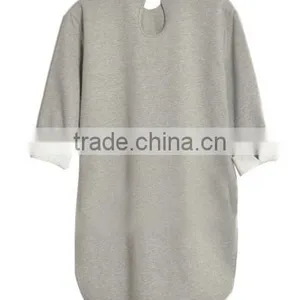 Hot Style Grey and White Custom T-shirt With Short Front Long Back Design thumbnail-2