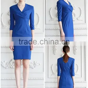 Fashion Design Slim Fit Office Ladies Formal Dress Half Sleeve Dress thumbnail-2