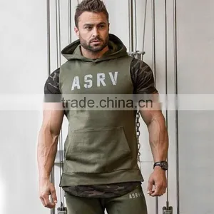 2016 Hooded Sleeveless Undershirt Cotton Sport Vest Waistcoat Sleeveless Tank Top Mens Fitness Hoodies Sweatshirts thumbnail-1