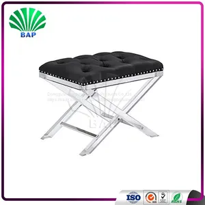 European Stylish One Seat X-Shape Leg Stool Soft Cushion Bench Piano Stool Bench thumbnail-4