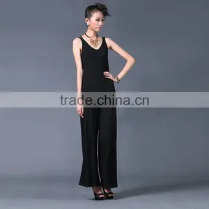Stapless Women Black Casual V Neck Jumpsuit Wholesale thumbnail-1