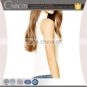 Women Custom White Sleeveless Knitted Sweater thumbnail-1