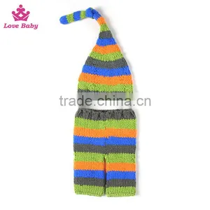 2pcs Set Handmade Cute Unisex Baby Boy Girl Newborn Knitted Knitted Hat and Pants thumbnail-1