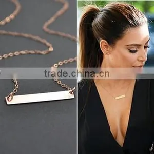 American Simple Bar Pendant 18k Gold Thin Chain Custom Necklace Design Jewelry Jewelly thumbnail-1