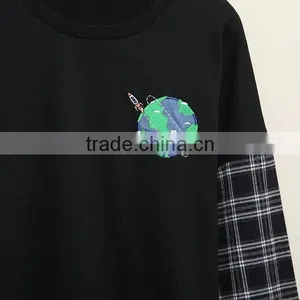 Latest Woman Sweatshirt Design Sublimation With Plaid Sleeve and Hood Design Sweatshirt thumbnail-2