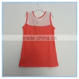OEM 2016 New Fashion Summer Girls Children Modal Vest, Summer Girls Lace Back Sleeveless Vests Tops Printed Girls Pattern Tops thumbnail-4