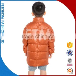 Best Price Long Sleeve Winter Fur Leather Letters Loose Orange Boys Fancy Coats For Kids With Letters thumbnail-5