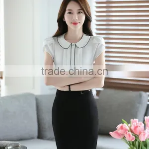 Juqian Brand Fashion Design Short Sleeve New Blouse Summer Ladies Chiffon Shirts thumbnail-6