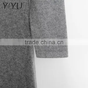 Casual Long Pattern Women Cashmere Grey Turtleneck Pullover Sweater thumbnail-4