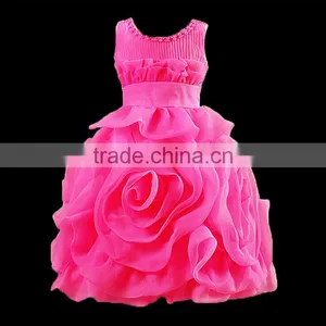 Girl Kids Sequinned Dress Flower Sash Sleeveless Formal Party thumbnail-2