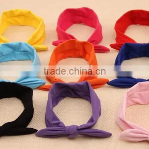Solid Color Bow Style Cotton Kids Headband, Kids Cotton Fabric Headband thumbnail-4