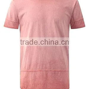 Men's Hip Hop Lightweight Crewneck Oil Wash Longline T Shirt thumbnail-3