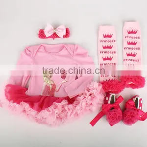 Hot Sale 4Pcs Long Sleeve Cotton Baby Romper Frozen Princess Elsa Costume thumbnail-4