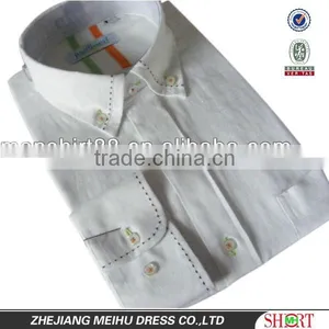 2016 Pick Stitch Saddle Stitch Button Down Collar Men's Contrat Color Linen Dress Shirt thumbnail-1