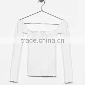 Wholesale Fully Fashioned Acylic Stylish Long Sleeve off the Shoulder Tight Sweater for Women thumbnail-5