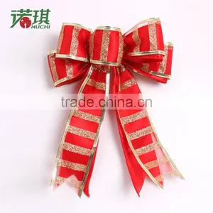Nuoqi Five Gold Cloth 20cm Double Red Christmas Tree Decorations Bow Pendant 10g thumbnail-1