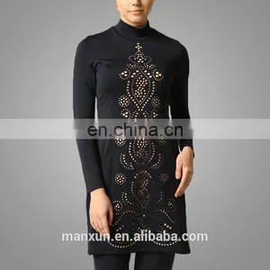 Muslim Women Beading Swimming Suit Traditional Two Pieces Swimwear Soft for Wearing thumbnail-4