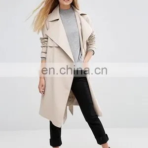Trench Coat With Sash Belt Dust Coat Ladies Long Coat Design thumbnail-1