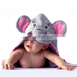 Custom 100% Bamboo Elephant Baby Bath Towel With Hood Beautiful Pink Girl Hooded Elephant Towel thumbnail-2