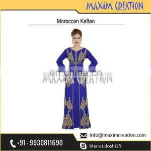 Top Rated Moroccan Party Wear Caftan With Beautiful Unique Embroidery Design 6453 thumbnail-3