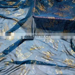 High Quality 30D 100% Polyester Bronzed Chiffon Fabric for Saree thumbnail-6
