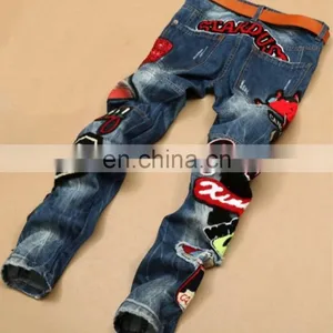DiZNEW Trendy Cloth 2020 New Popular Embroidery Skinny Heavy Washed Men Denim Jeans thumbnail-3