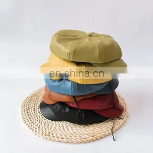 Children's Beret Autumn and Winter Girls Octagonal Hat British Retro Leather Hat Baby Painter Hat Boy Pumpkin thumbnail-2